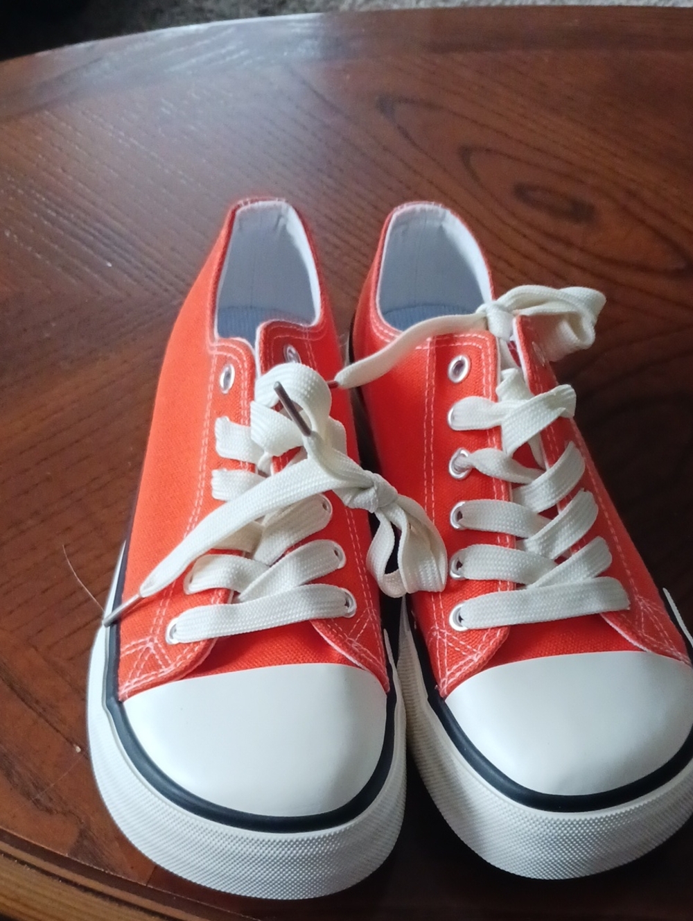 Orange Canvas Lace-Up Sneakers